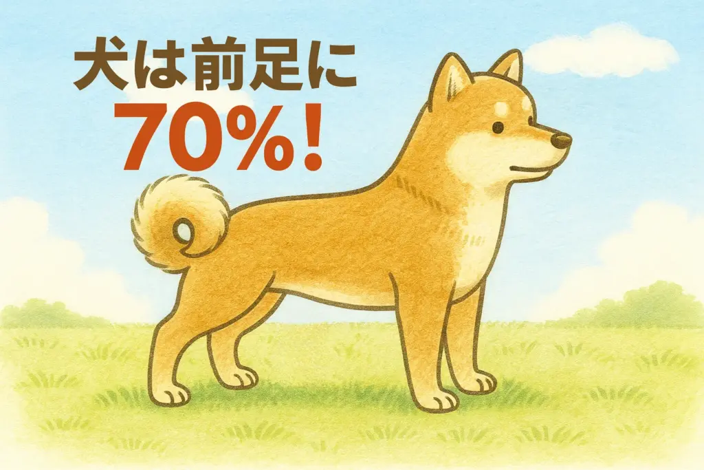 犬は前脚に重心が７割かかっているというイラスト