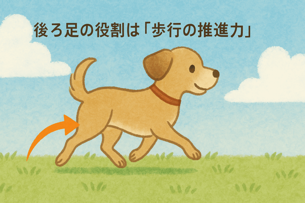 犬は後脚で推進力を生み出すというイラスト